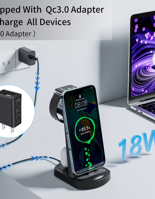 Load image into Gallery viewer, Charging Station for Apple Multiple Devices, 3 in 1 Fast Charging Dock Stand for Iphone 14 Pro Max/13/12/11/X/8 plus and Airpods 1/2/3/Pro, Wireless Charger for Apple Watch Ultra/8/7/6/Se/5/4/3/2
