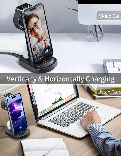 Load image into Gallery viewer, Charging Station for Apple Multiple Devices, 3 in 1 Fast Charging Dock Stand for Iphone 14 Pro Max/13/12/11/X/8 plus and Airpods 1/2/3/Pro, Wireless Charger for Apple Watch Ultra/8/7/6/Se/5/4/3/2
