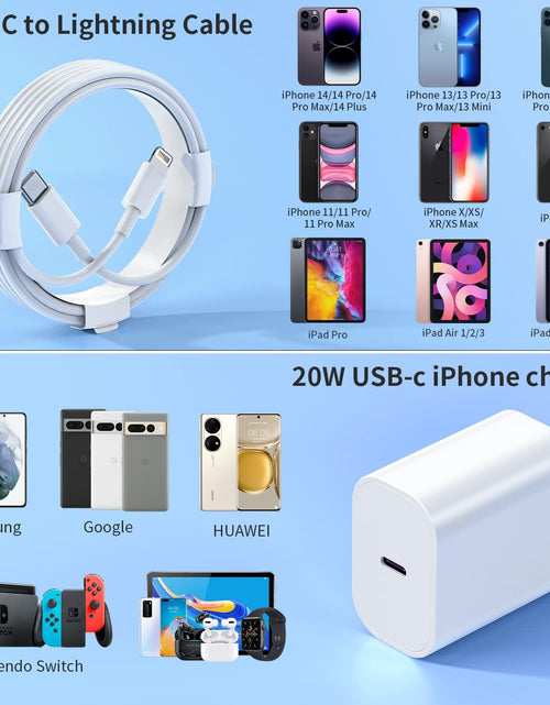 Load image into Gallery viewer, 2Pack 20W Type C Charger Block with 6Ft USB C to L Cable, PD Fast Charger Compatible with Iphone, Ipad, Ipod
