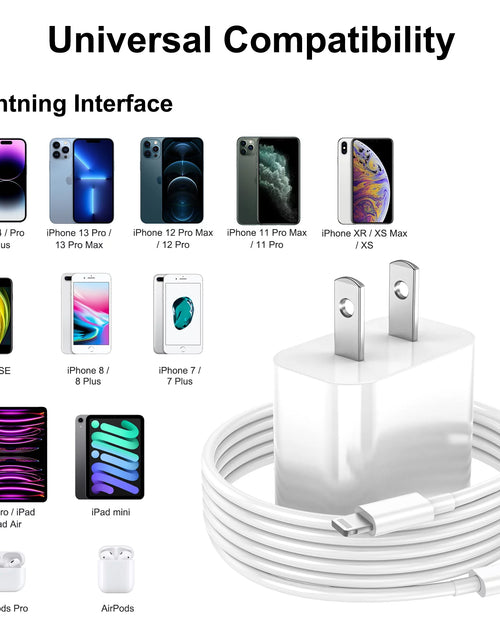Load image into Gallery viewer, 2Pack 20W Type C Charger Block with 6Ft USB C to L Cable, PD Fast Charger Compatible with Iphone, Ipad, Ipod
