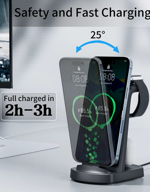 Load image into Gallery viewer, Charging Station for Apple Multiple Devices, 3 in 1 Fast Charging Dock Stand for Iphone 14 Pro Max/13/12/11/X/8 plus and Airpods 1/2/3/Pro, Wireless Charger for Apple Watch Ultra/8/7/6/Se/5/4/3/2
