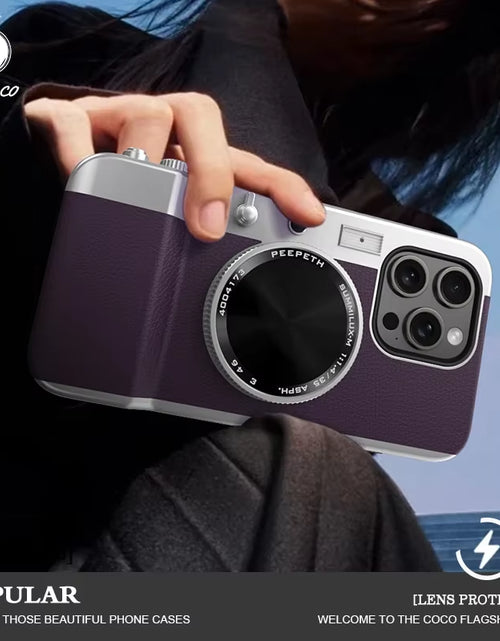 Load image into Gallery viewer, Retro Bluetooth Camera Phone Case for Iphone 15 14 13 12 Pro Max Magnetic Cosmetic Mirror for Iphone 15Promax Hard Phone Cover
