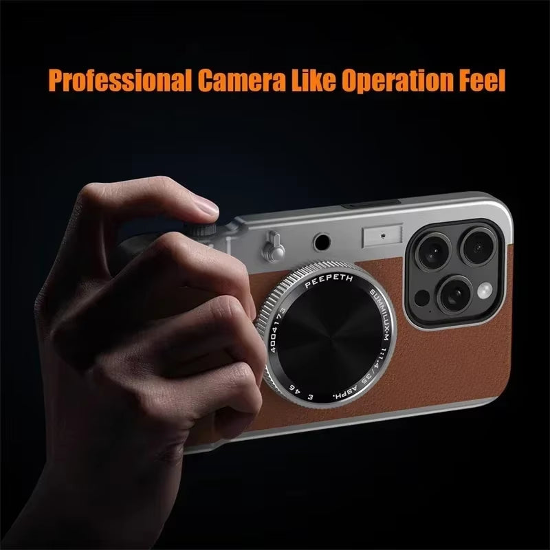 Retro Bluetooth Camera Phone Case for Iphone 15 14 13 12 Pro Max Magnetic Cosmetic Mirror for Iphone 15Promax Hard Phone Cover