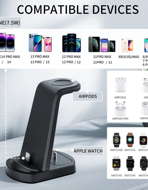 Load image into Gallery viewer, Charging Station for Apple Multiple Devices, 3 in 1 Fast Charging Dock Stand for Iphone 14 Pro Max/13/12/11/X/8 plus and Airpods 1/2/3/Pro, Wireless Charger for Apple Watch Ultra/8/7/6/Se/5/4/3/2
