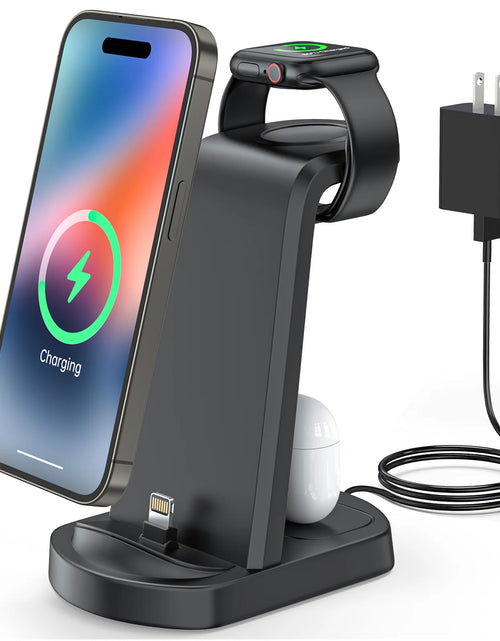 Load image into Gallery viewer, Charging Station for Apple Multiple Devices, 3 in 1 Fast Charging Dock Stand for Iphone 14 Pro Max/13/12/11/X/8 plus and Airpods 1/2/3/Pro, Wireless Charger for Apple Watch Ultra/8/7/6/Se/5/4/3/2
